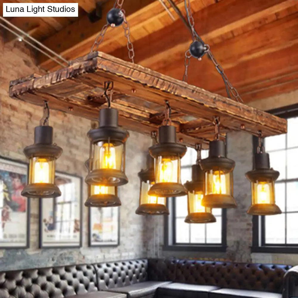 Lámpara de techo rústica de madera tipo farol para restaurantes