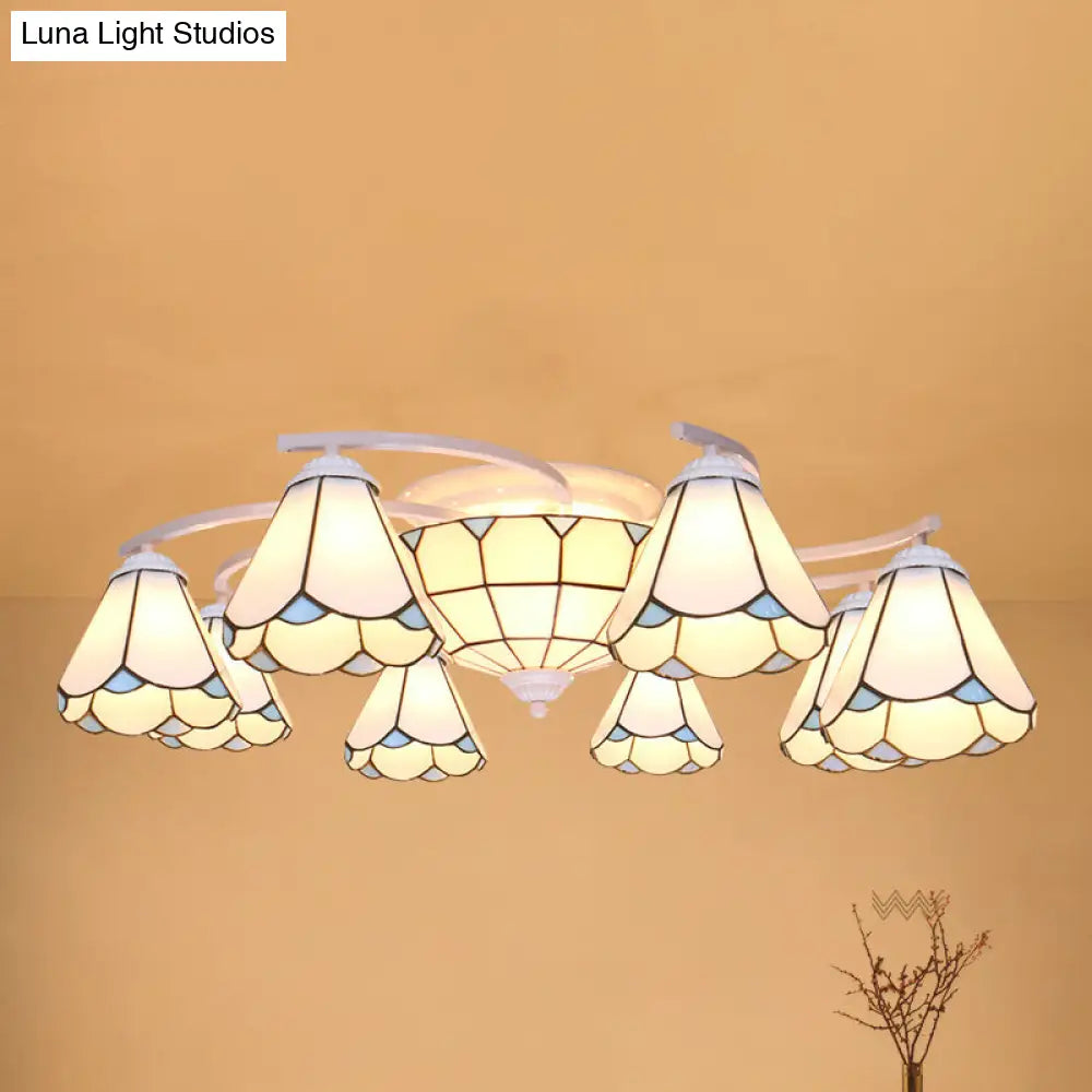 DecorBites™ DecorBites™ Scalloped Glass Semi Flush Mount Ceiling Light with Mediterranean Style