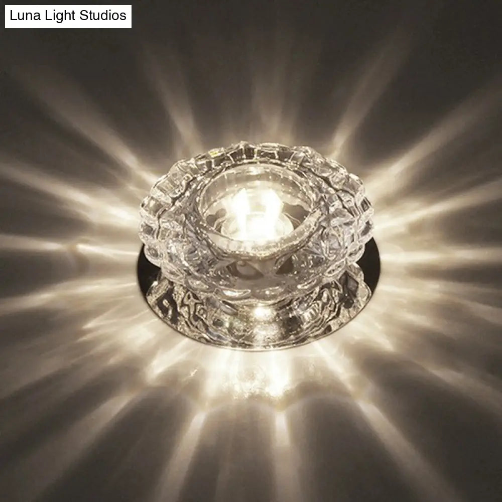 DecorBites™ DecorBites™ Simple Clear Crystal Entryway LED Flush Light Fixture - Round Mini Ceiling Flush Mount