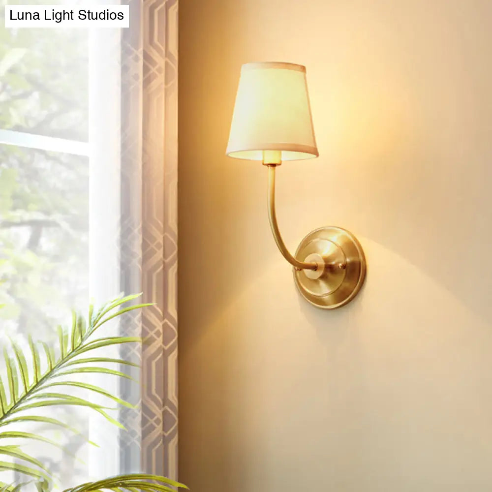 DecorBites™ DecorBites™ Simple Gold Conic Wall Lamp: 1-Light Foyer Lighting Fixture with Fabric Shade