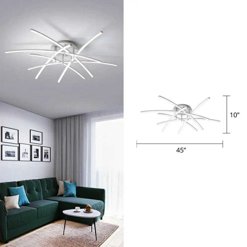 DecorBites™ DecorBites™ Simple Metal Crossed Rod LED Bedroom Flush Mount Ceiling Light Fixture