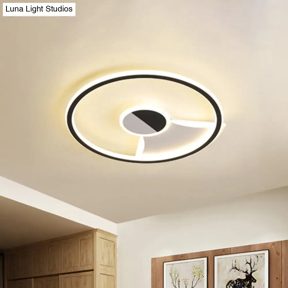DecorBites™ DecorBites™ Simple Style LED Acrylic Flush Ceiling Light – Black/White, 16"/19.5"/23.5" Dia LED Ceiling Lamp for Bedroom (Warm/White)