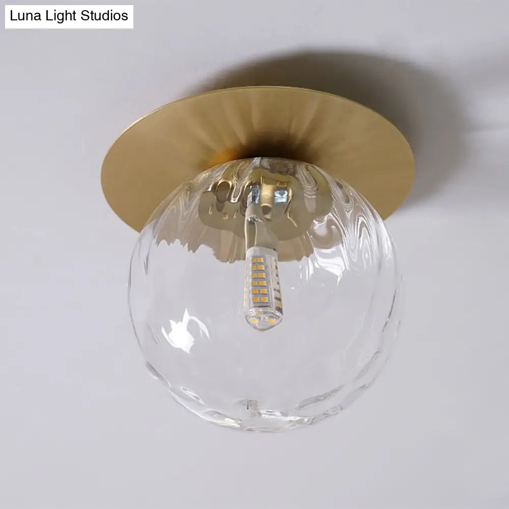 DecorBites™ DecorBites™ Simplicity Gold Finish Semi Flush Mount Water Glass Ball Ceiling Light for Balcony