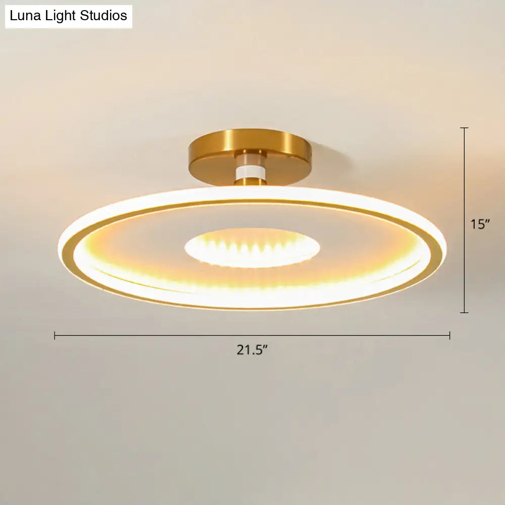 DecorBites™ DecorBites™ Simplicity Metal LED Ceiling Light | Disc Semi Flush Mount Fixture for Bedrooms