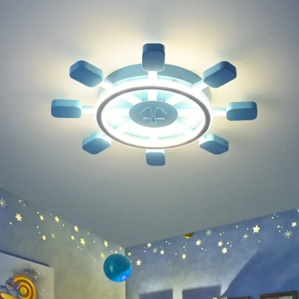 DecorBites™ DecorBites™ Sky Blue LED Flush Light Fixture - Children's Bedroom Aluminum Rudder Ceiling Light