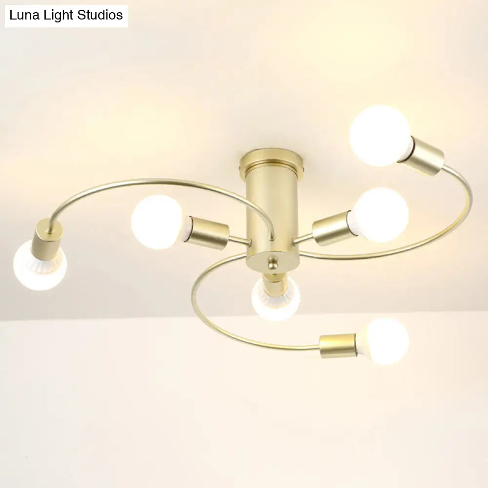 DecorBites™ DecorBites™ Sleek 6-Light Semi Flush Mount Chandelier for Bedroom - Ultra-Contemporary Spherical Design - White Glass Ceiling Fixture