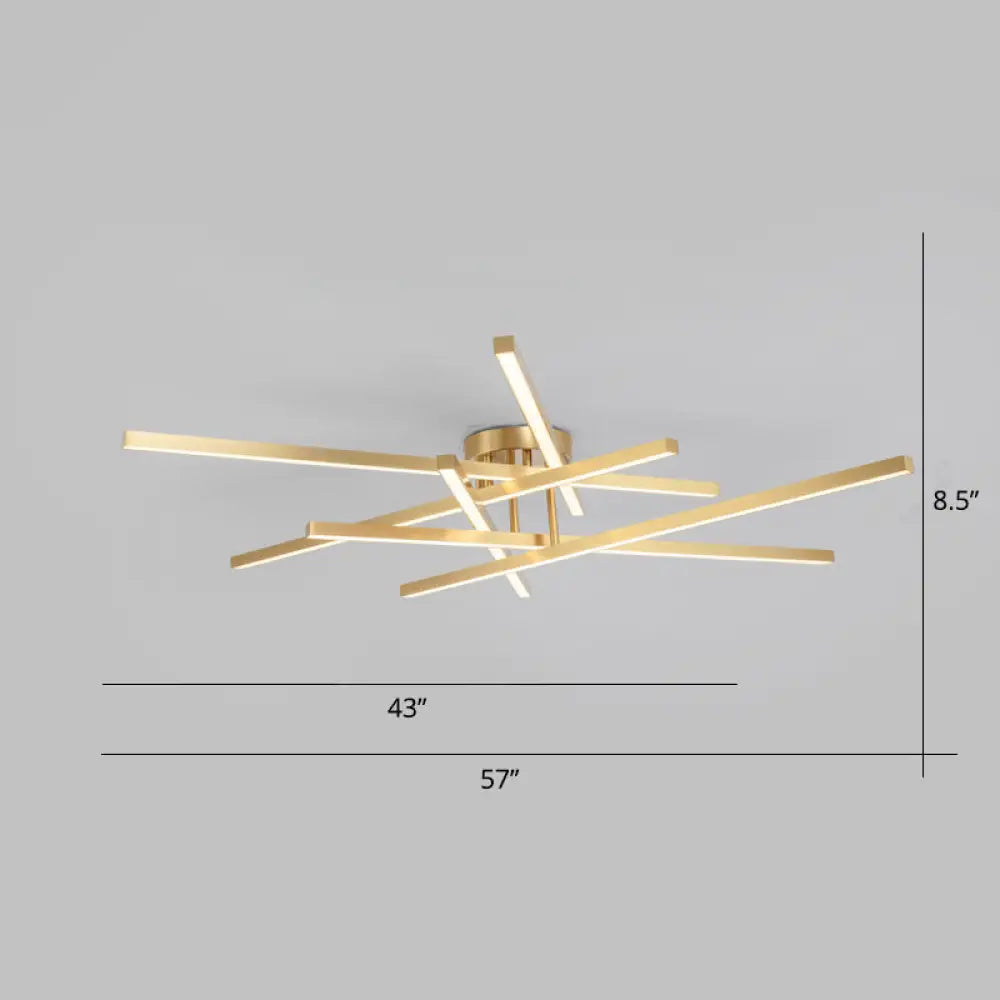 DecorBites™ DecorBites™ Sleek Aluminum Line Art Semi Mount LED Ceiling Light - Minimalist Metal Flush Fixture for Bedroom