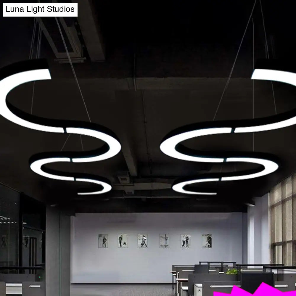 Sleek Black Ceiling Chandelier with LED Lighting for Offices