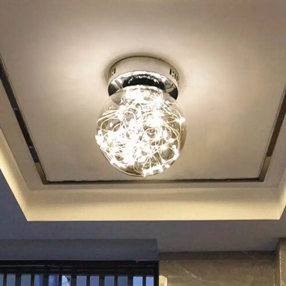 DecorBites™ DecorBites™ Sleek Glass Sphere LED Flush Mount Ceiling Light for Porch