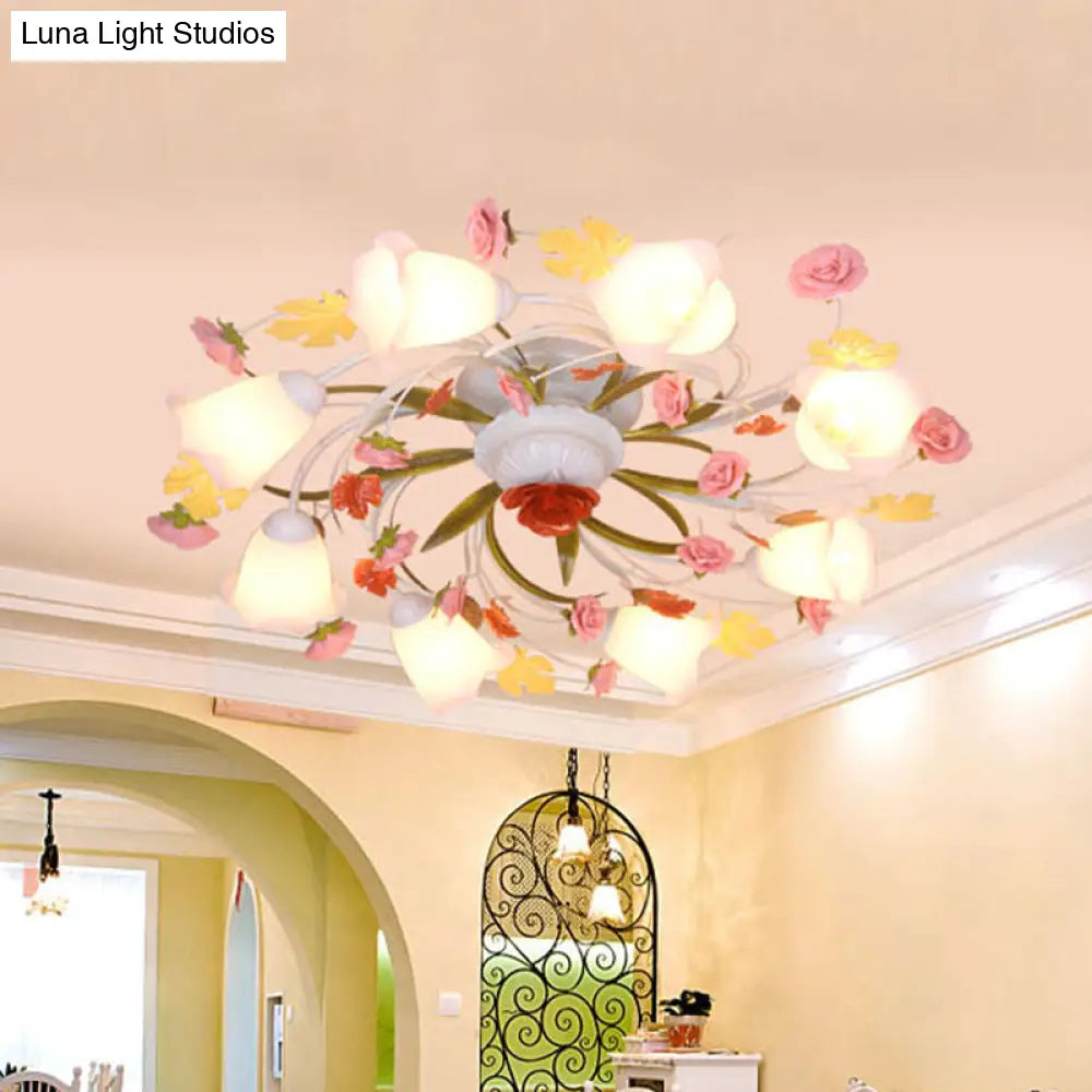 DecorBites™ DecorBites™ Sleek Metal Spiral Ceiling Light with Korean Flower Design - Ideal for Living Room
