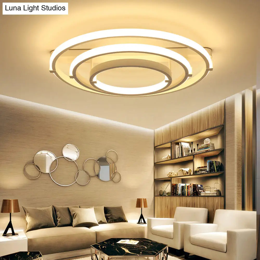 DecorBites™ DecorBites™ Sleek Minimalistic LED Semi Flush Ceiling Light in White for Living Room