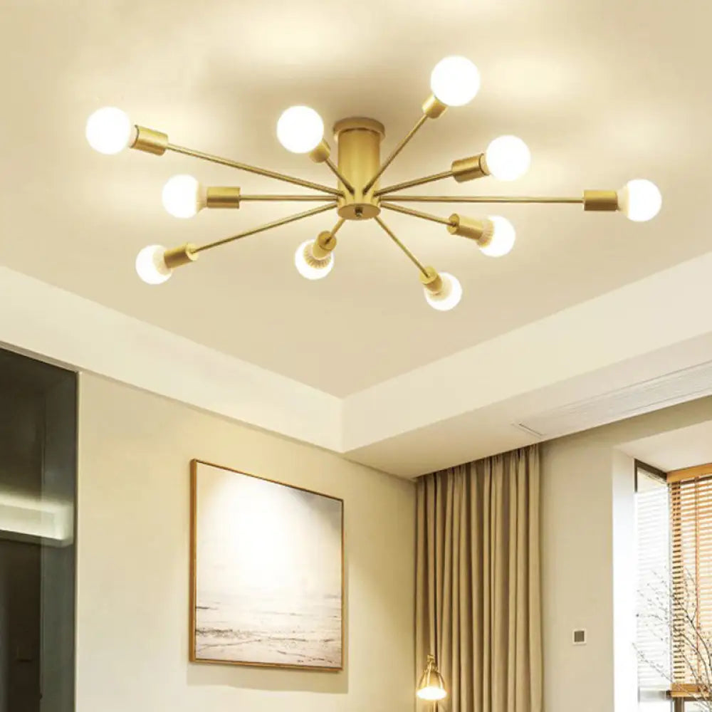 DecorBites™ DecorBites™ Sleek Sputnik Ceiling Light for Living Room - Metal Semi Flush Mount Chandelier