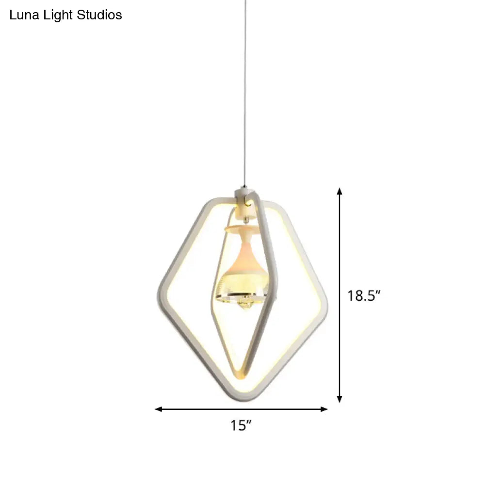 Lámpara colgante LED blanca de acrílico elegante para comedor - Diseño sencillo de copa de vino