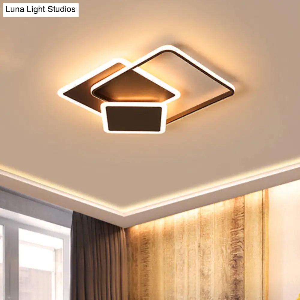 DecorBites™ DecorBites™ Slim Square Flush LED Coffee Lamp - Modern, 19"/21.5" Wide, Acrylic Ceiling Mount Light