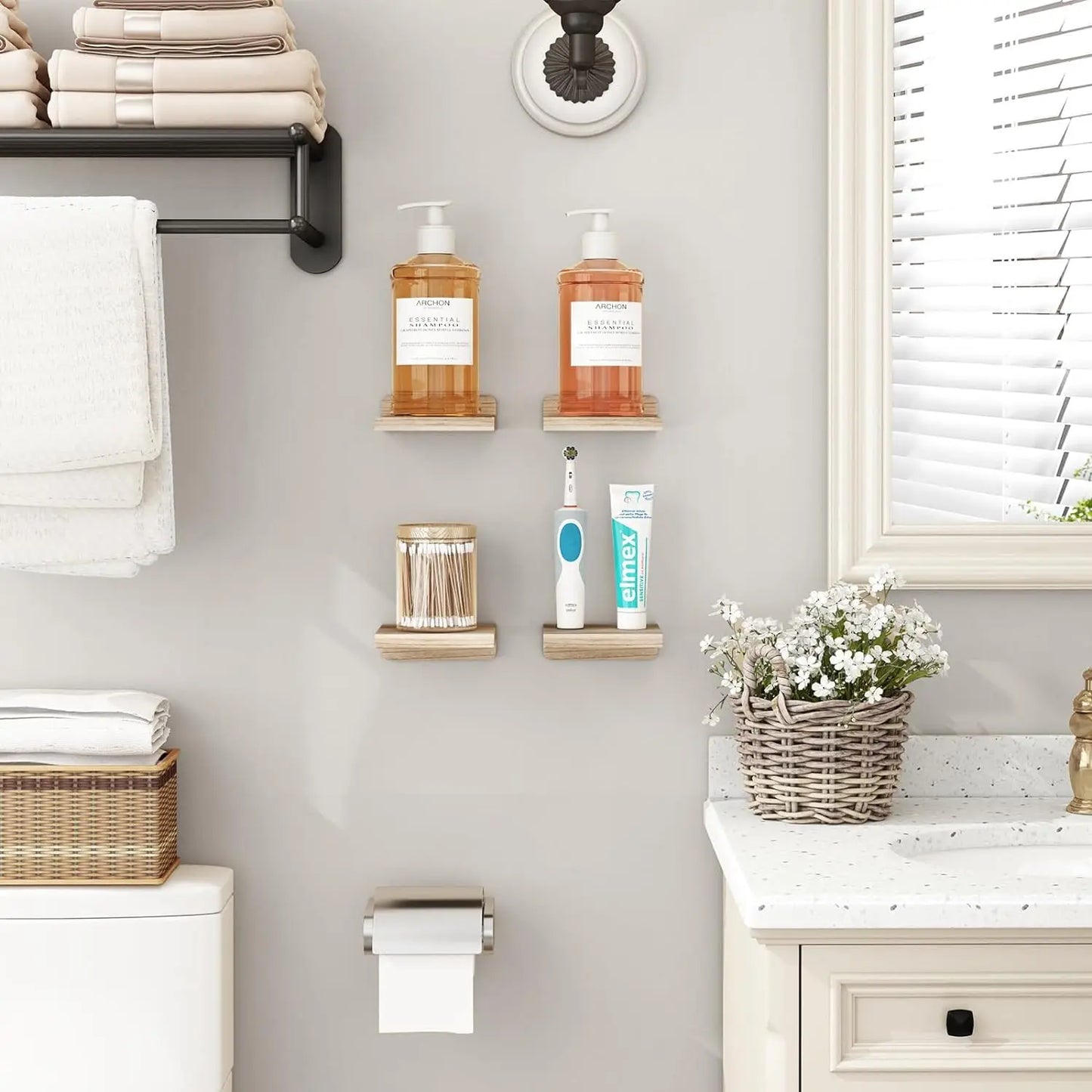 Small Wood Floating Shelves 4-Pack