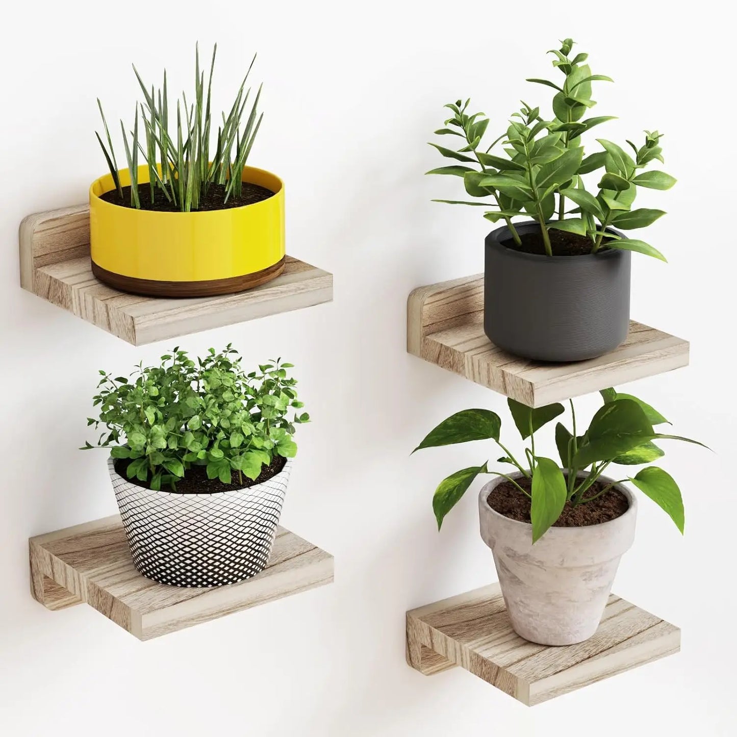 Small Wood Floating Shelves 4-Pack - Carbonized Black