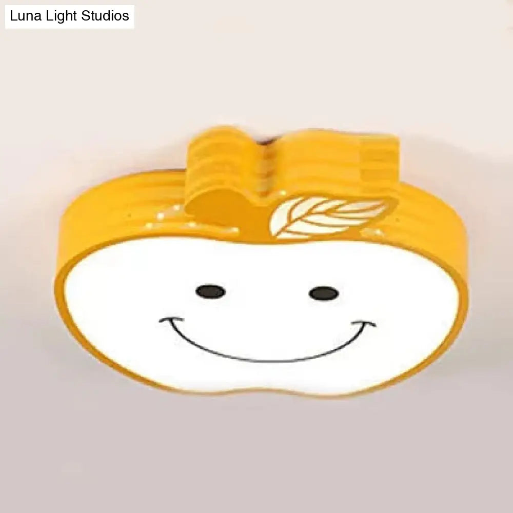 DecorBites™ DecorBites™ Smiling Apple Kids Ceiling Lamp - Contemporary Flush Mount Light