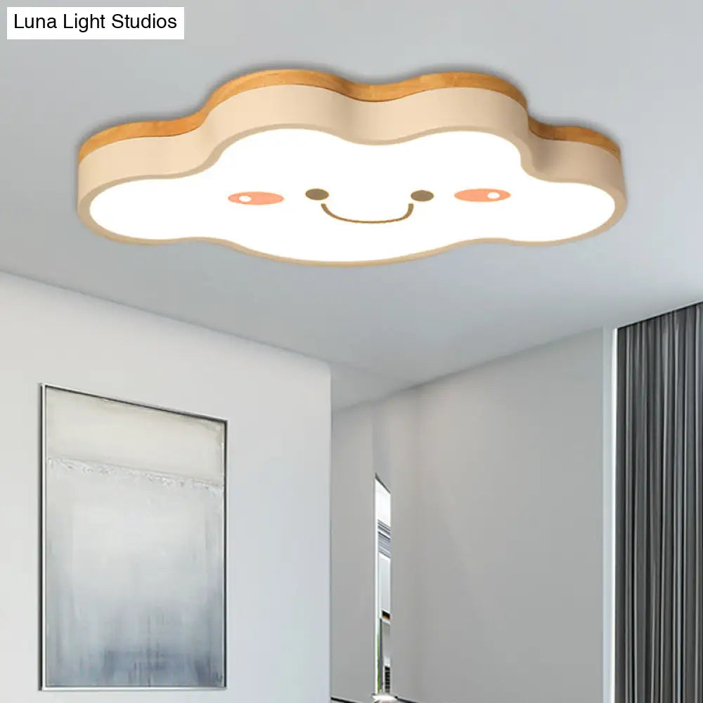 DecorBites™ DecorBites™ Smiling Cloud LED Ceiling Mount Lamp - Acrylic Cartoon Light Fixture for Kid's Bedrooms in White