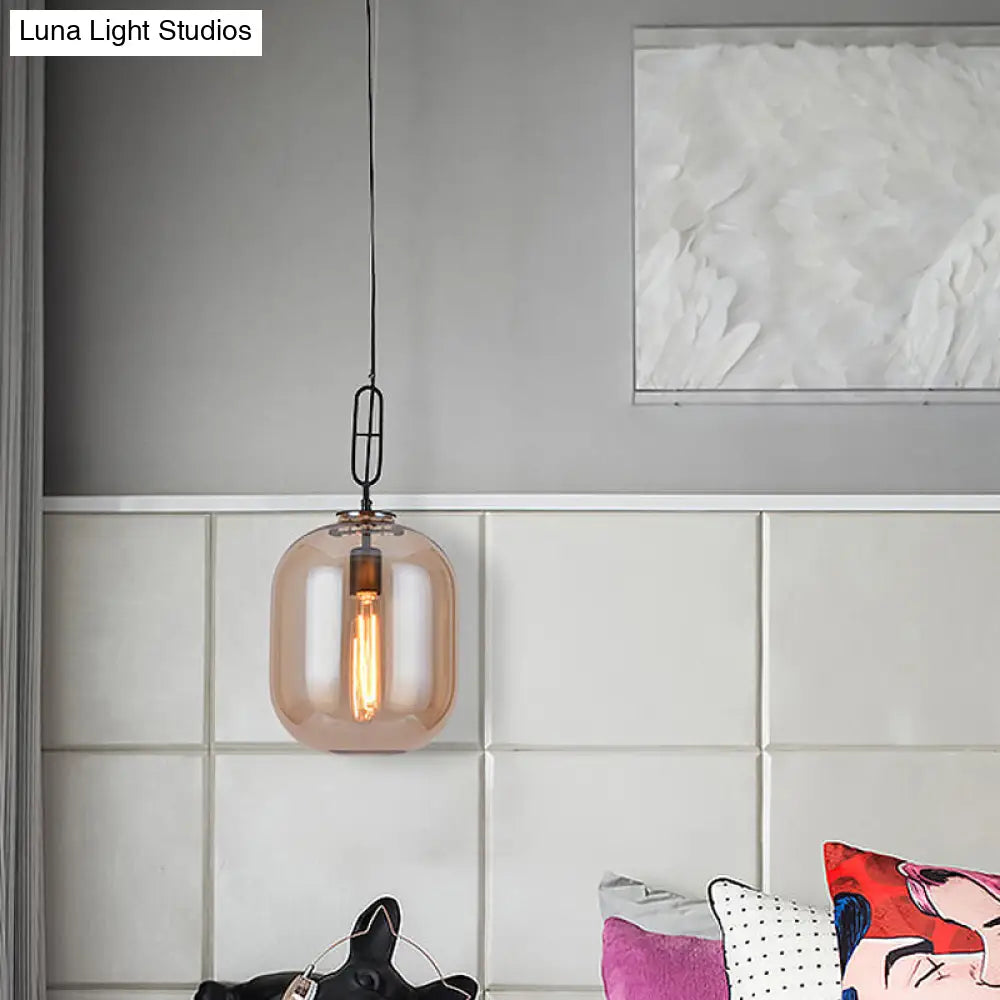 ديكوربايتس™ مصباح سقف صناعي معلق من الزجاج الرمادي الدخاني/الكونياك - رأس واحد، عرض 10/14 بوصة