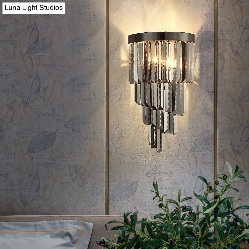 DecorBites™ DecorBites™ Smoke Gray Crystal Rod Wall Sconce with 2 Lights and 4 Tiers