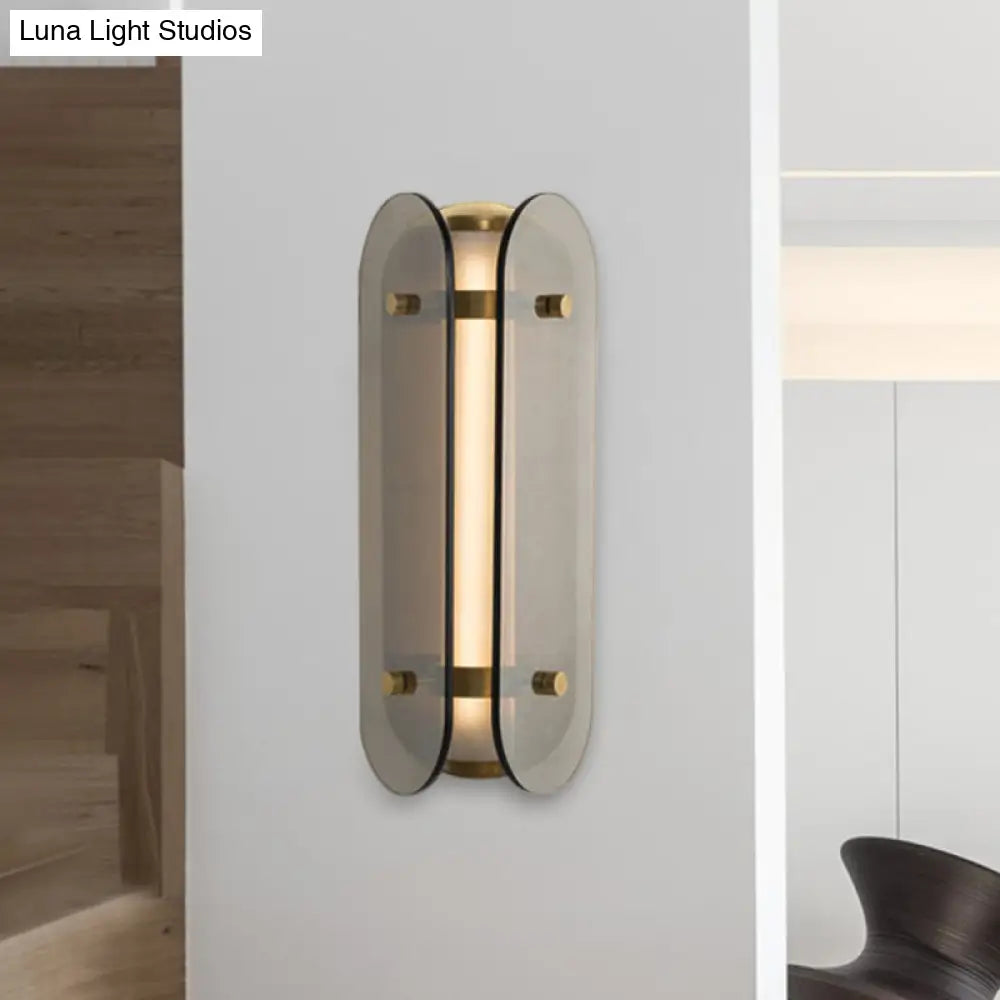 DecorBites™ DecorBites™ Smoke Gray Glass Pill Capsule Bedside Sconce - Minimalist 1-Bulb Wall Mounted Lamp