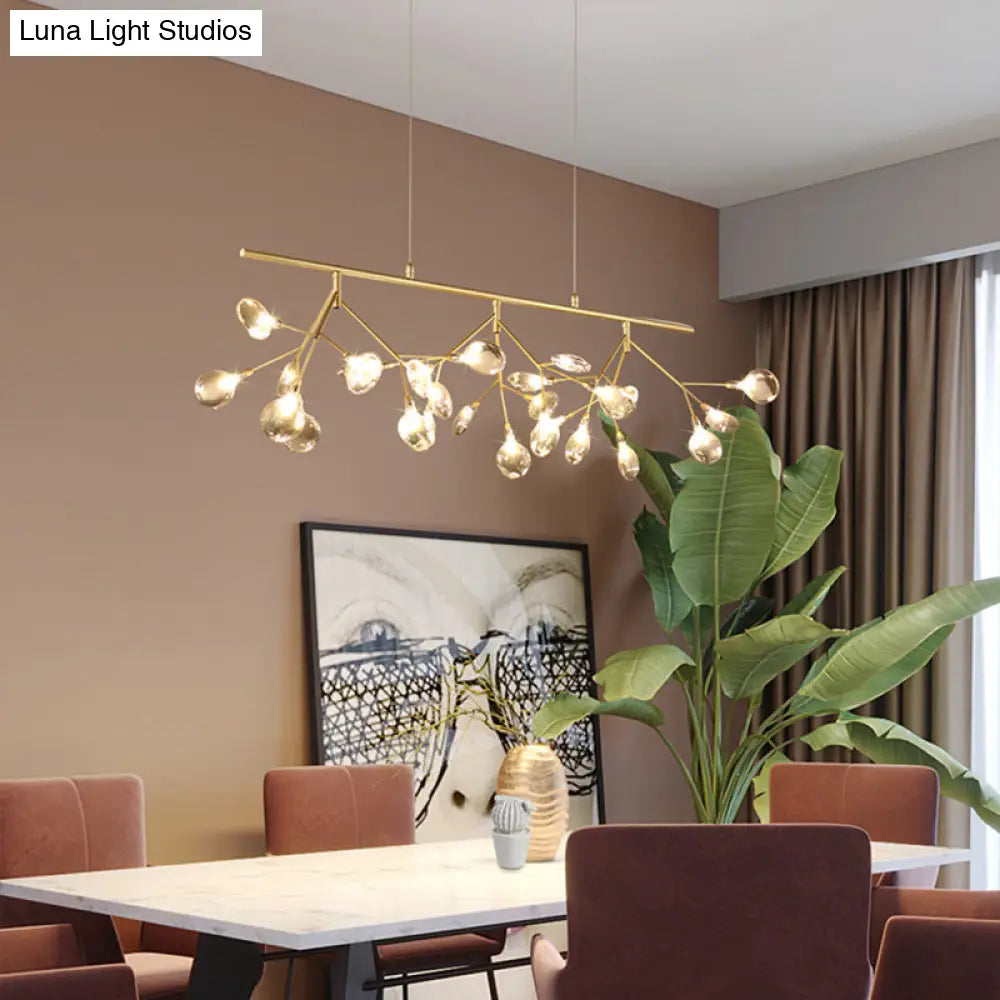 مصباح معلق على شكل يراعة زجاجية رمادية دخانية من ديكوربايتس™ - وحدة إضاءة جزيرة بـ 27 ضوءًا لغرفة الطعام