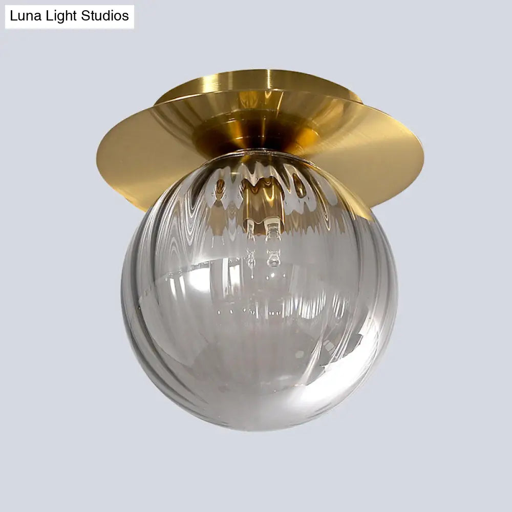 DecorBites™ DecorBites™ Smoked Water Glass Corridor Flushmount Lighting: Gold Finish Ceiling Lamp