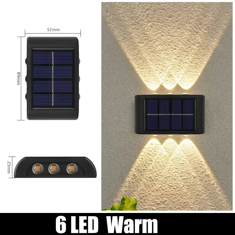 Solar Outdoor Wall Lights for Garden Decor - 6 LED Warm-1PC / 0-5W
