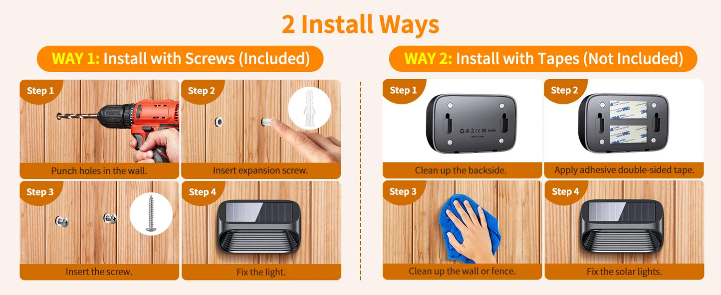 Solar-Powered Fence Lights for Yard Deck Patio