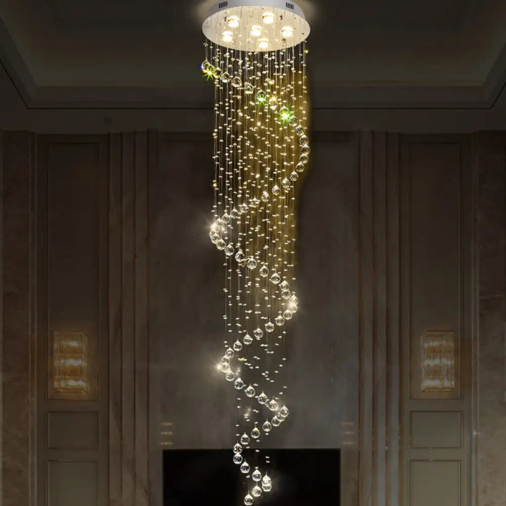 DecorBites™ DecorBites™ Spiral Cut Crystal Flushmount Ceiling Light in Stainless Steel for Modern Living Room - 1/3/6 Head Options
