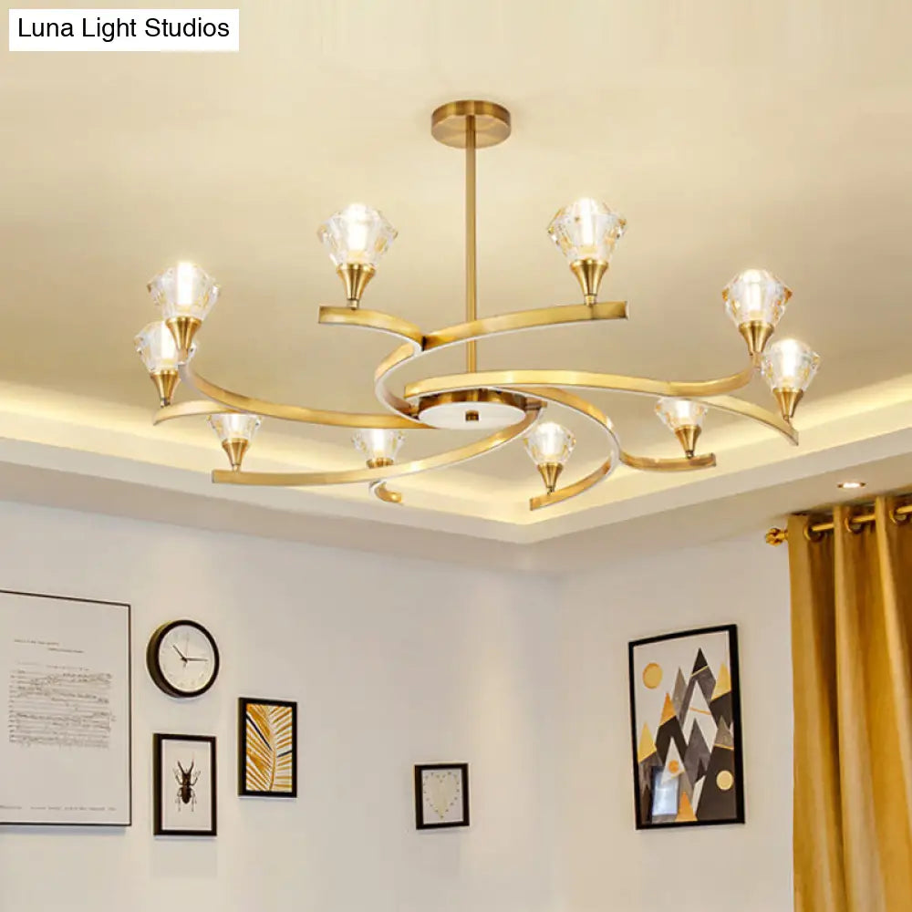 Lámpara de techo moderna Sputnik Design Diamond Crystal con 6/8/10 luces en cromo/oro