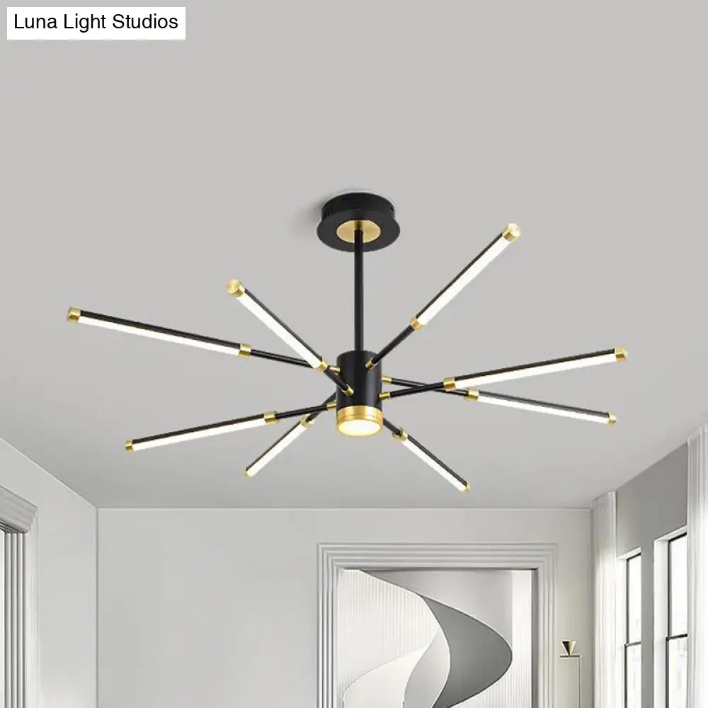 Lámpara de techo colgante moderna Sputnik - Metal, acabado negro, 6/8 luces - Luz de suspensión cálida/blanca