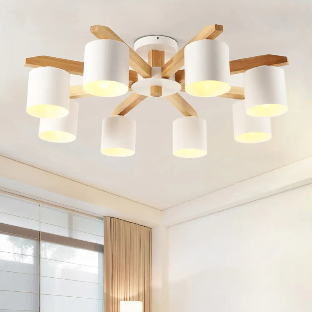 DecorBites™ DecorBites™ Sputnik Wooden Semi Mount Lighting - Nordic 5/6/8-Light Flush Ceiling Light with Metal Shade