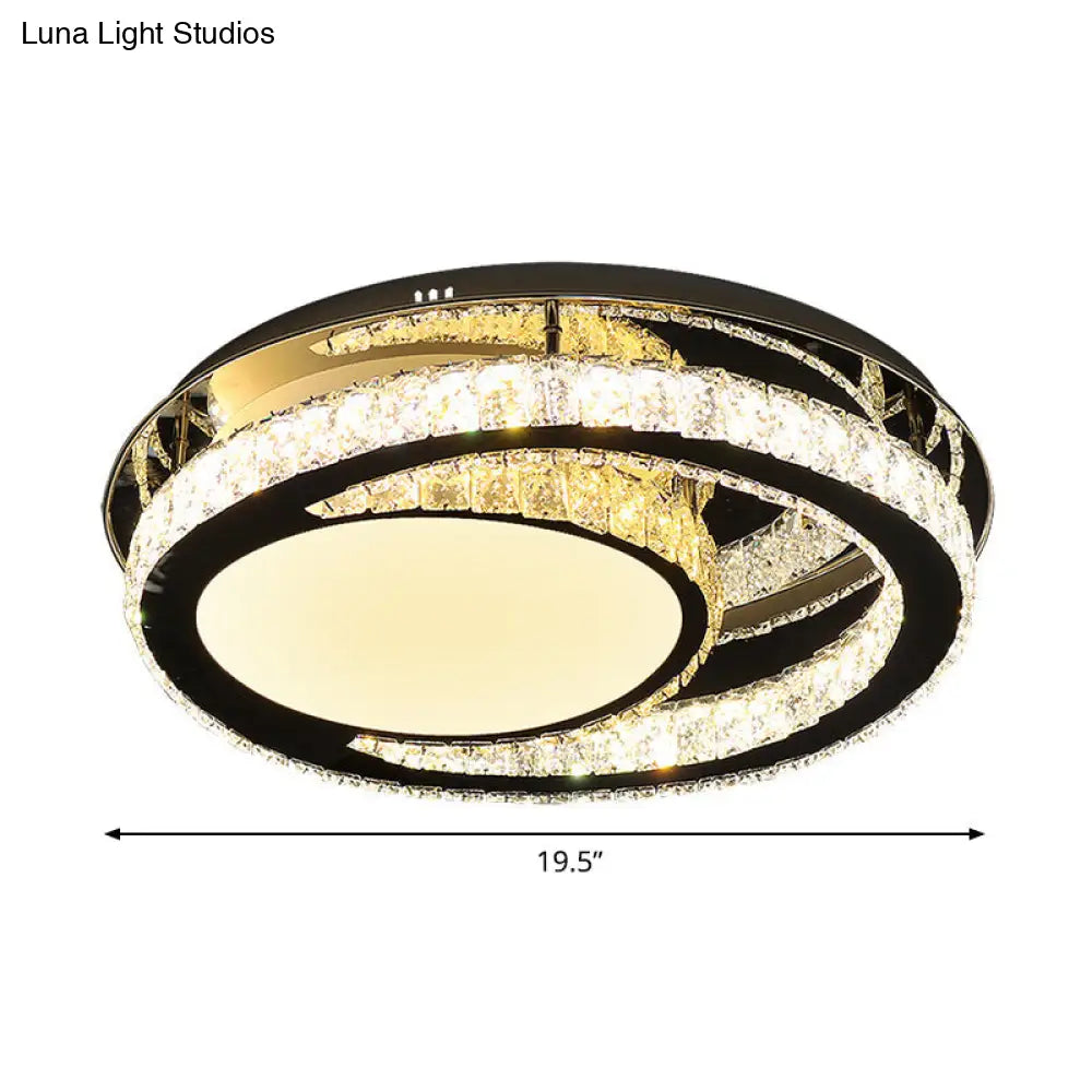 DecorBites™ DecorBites™ Stainless Steel Oval Semi Flush Mount Crystal LED Ceiling Lamp - Minimalist Design for Living Room