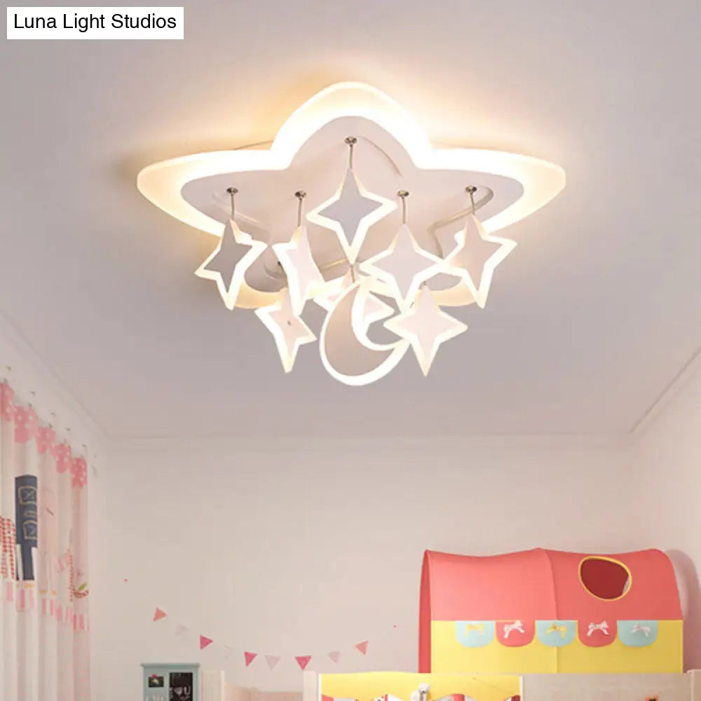 Lámpara de techo LED DecorBites™ Starry para habitación infantil con diseño de dibujos animados en acrílico blanco cálido – Lámpara de montaje empotrado en blanco