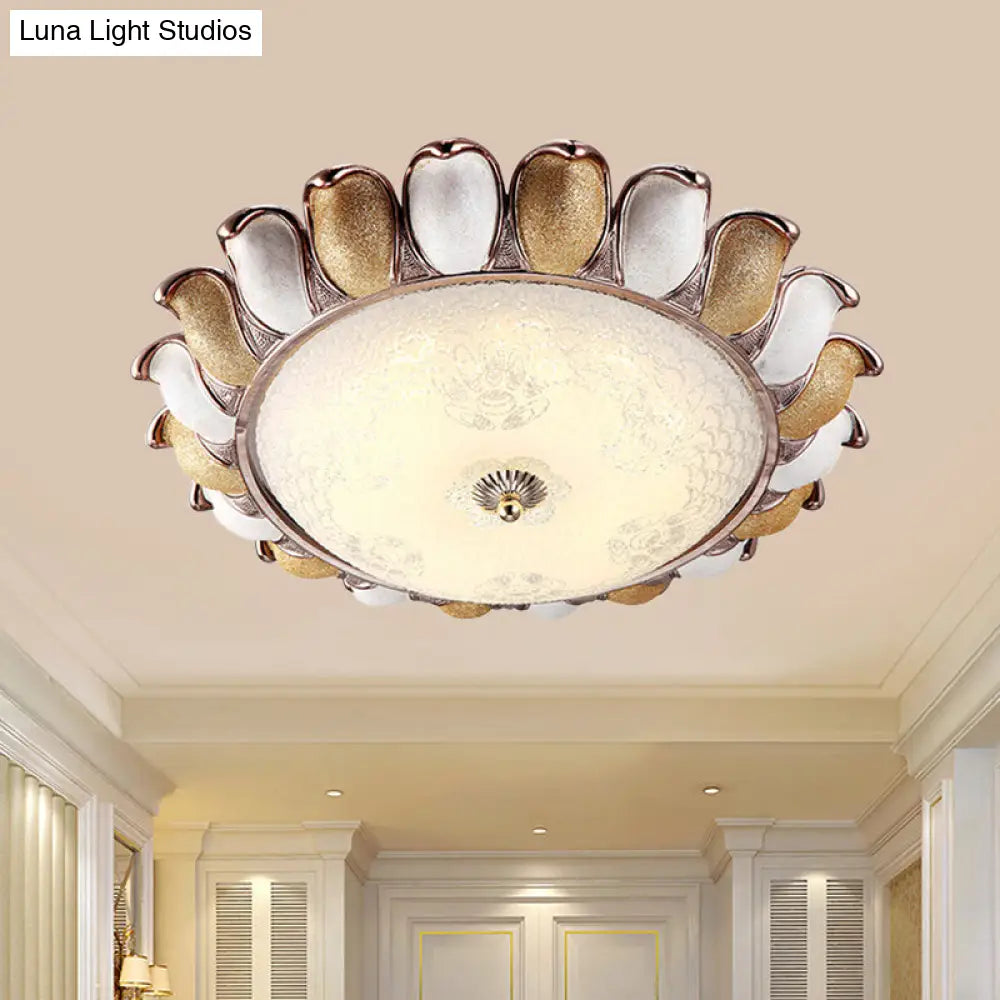 DecorBites™ DecorBites™ Sunflower Glass Ceiling Lamp: Textured, LED Flush Mount, 14"/18"/22" Width, Silver/Gold, Ideal for Countryside Bedroom