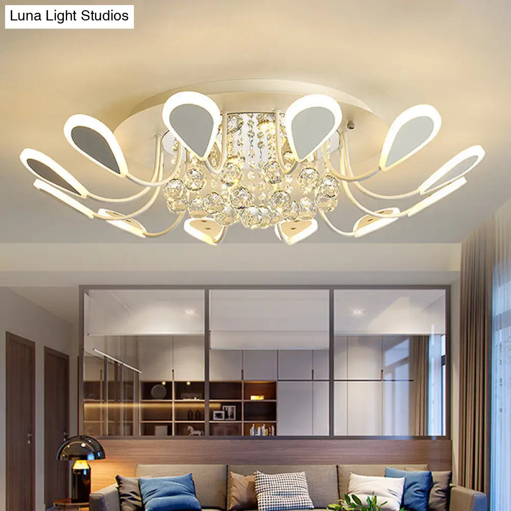 DecorBites™ DecorBites™ Teardrop Flushmount Bevel Cut Glass Ceiling Fixture - Modern Style, Black/White, 10/12 Bulbs, Warm/White Light