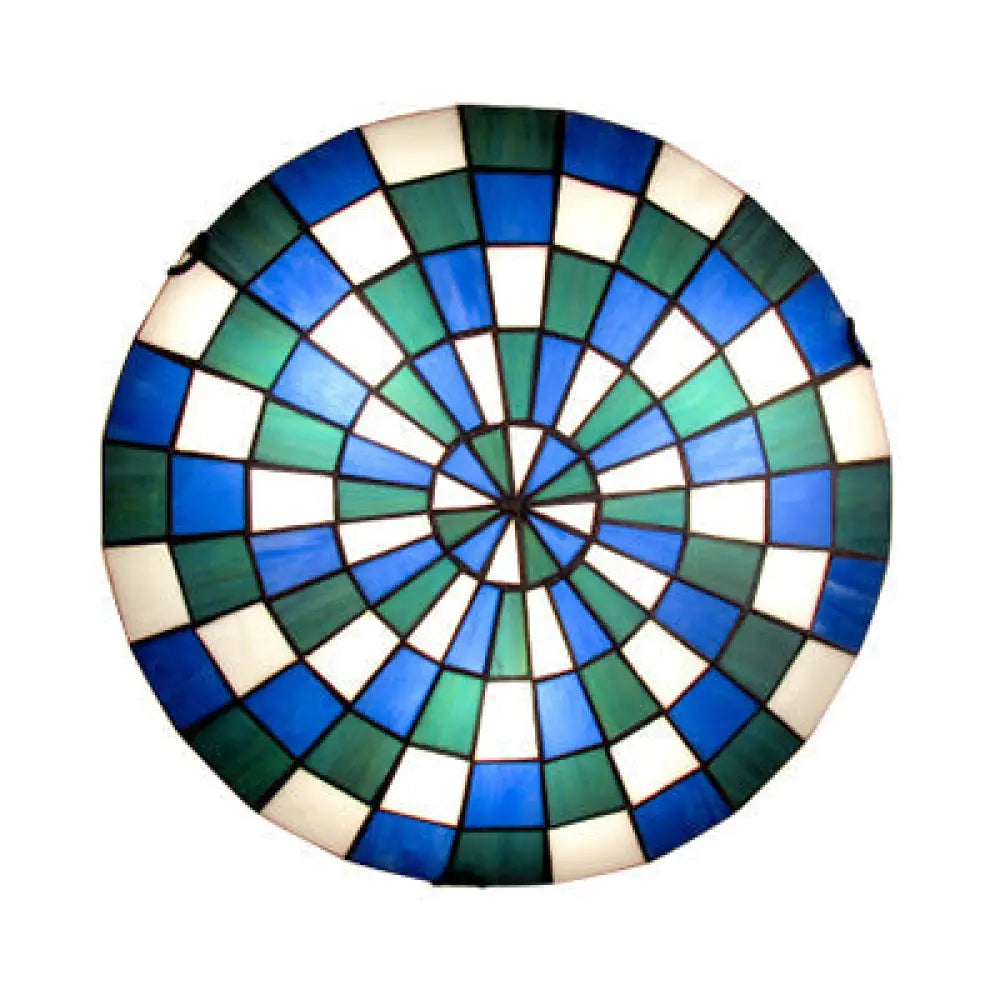 DecorBites™ DecorBites™ Tiffany Mosaic Dome Ceiling Mount Stained Glass Ceiling Lamp - Blue Kitchen Lighting
