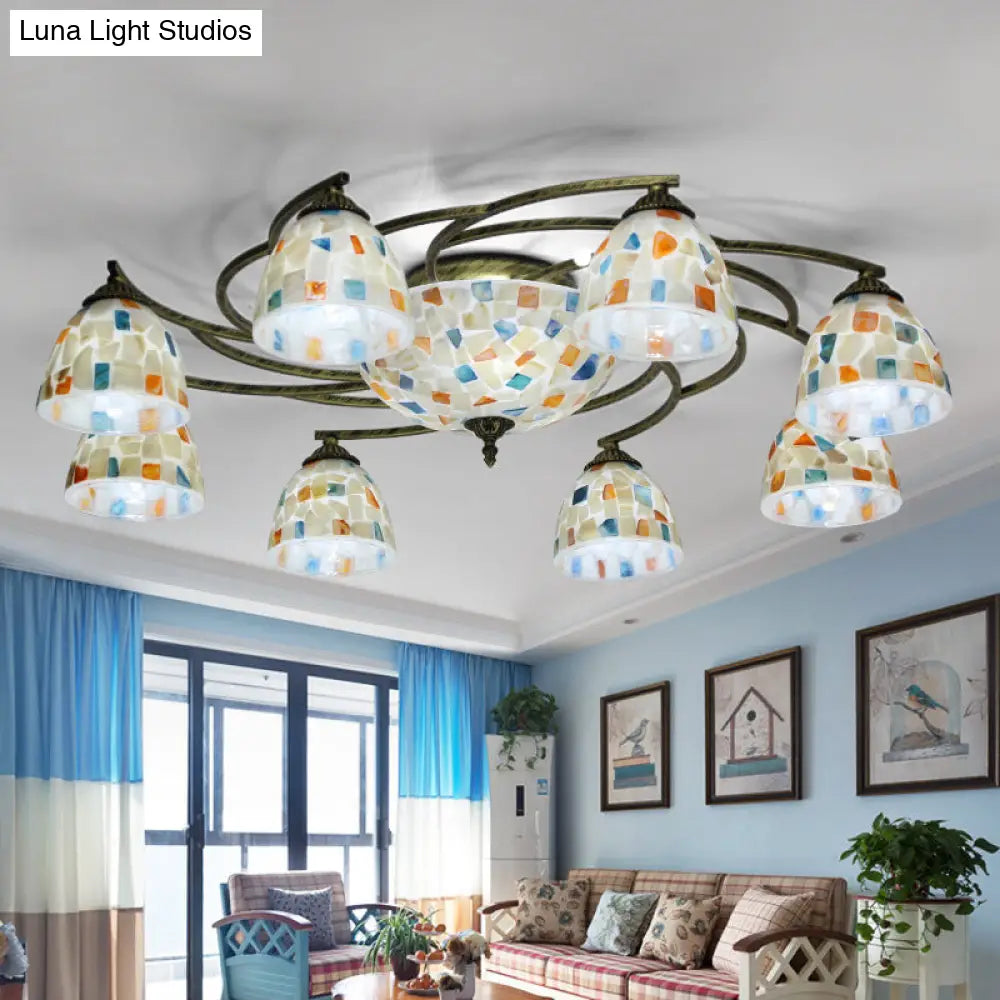 DecorBites™ DecorBites™ Tiffany Shell Dome Ceiling Light - 3/9/11 White Flush Mount for Living Room