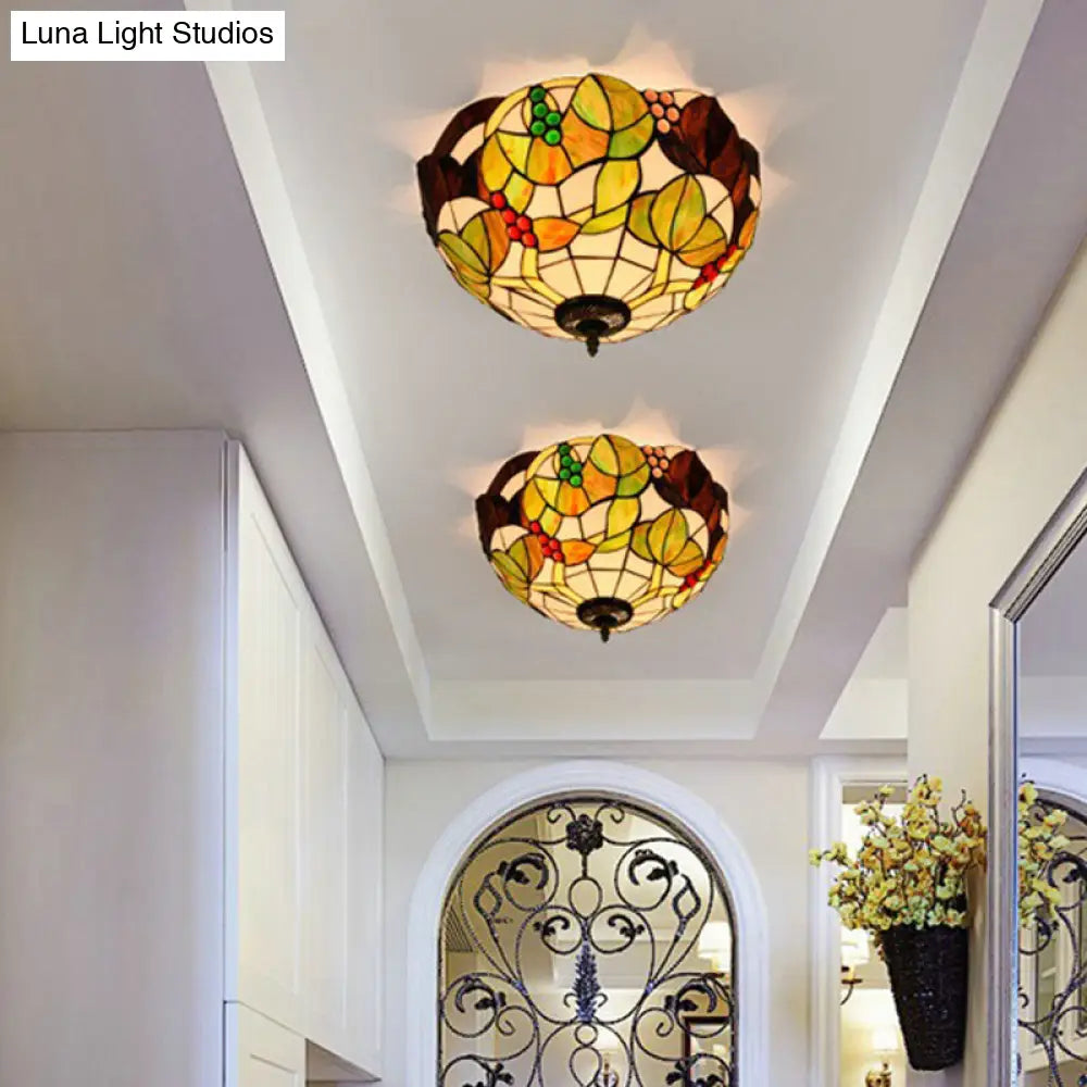 DecorBites™ DecorBites™ Tiffany Stained Glass Flush Mount Lighting - Handcrafted Bowl Design with 2/3 Bulb Options