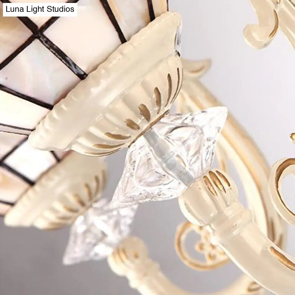 Tiffany Style Beige Flower Chandelier: 8-Light Suspension for Living Room