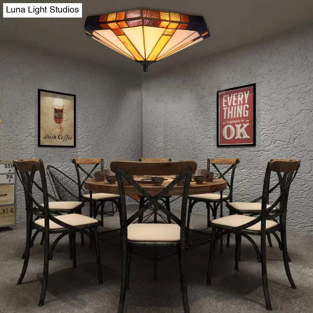 DecorBites™ DecorBites™ Tiffany Style Stained Glass Ceiling Light Fixture - Geometric Design with 3 Lights