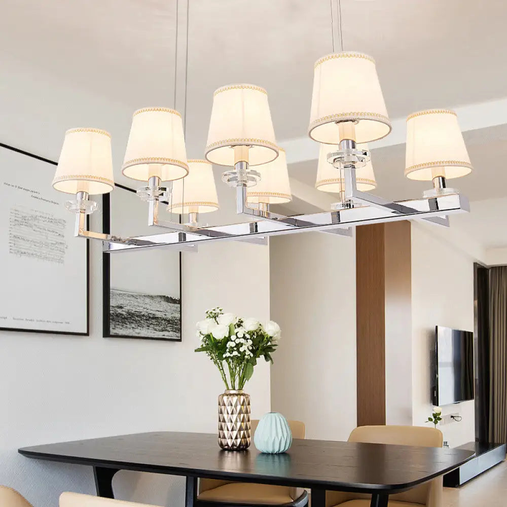ديكوربايتس™ مصباح معلق برميلي تقليدي مع ظلال من القماش - لمسة نهائية من الكروم، 6/8 مصابيح - مجموعة مصابيح معلقة لغرفة الطعام