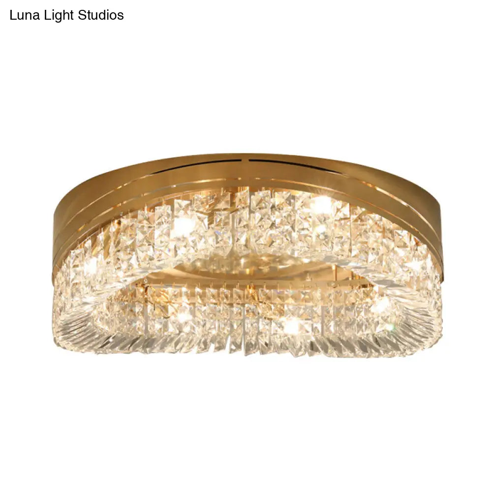 DecorBites™ DecorBites™ Traditional Beveled Crystal Ceiling Light with 6 Gold Flush Bulbs