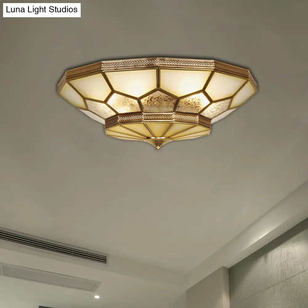 DecorBites™ DecorBites™ Traditional Brass Flush Mount Ceiling Light with Frosted Glass Shades - Available in 3 Sizes