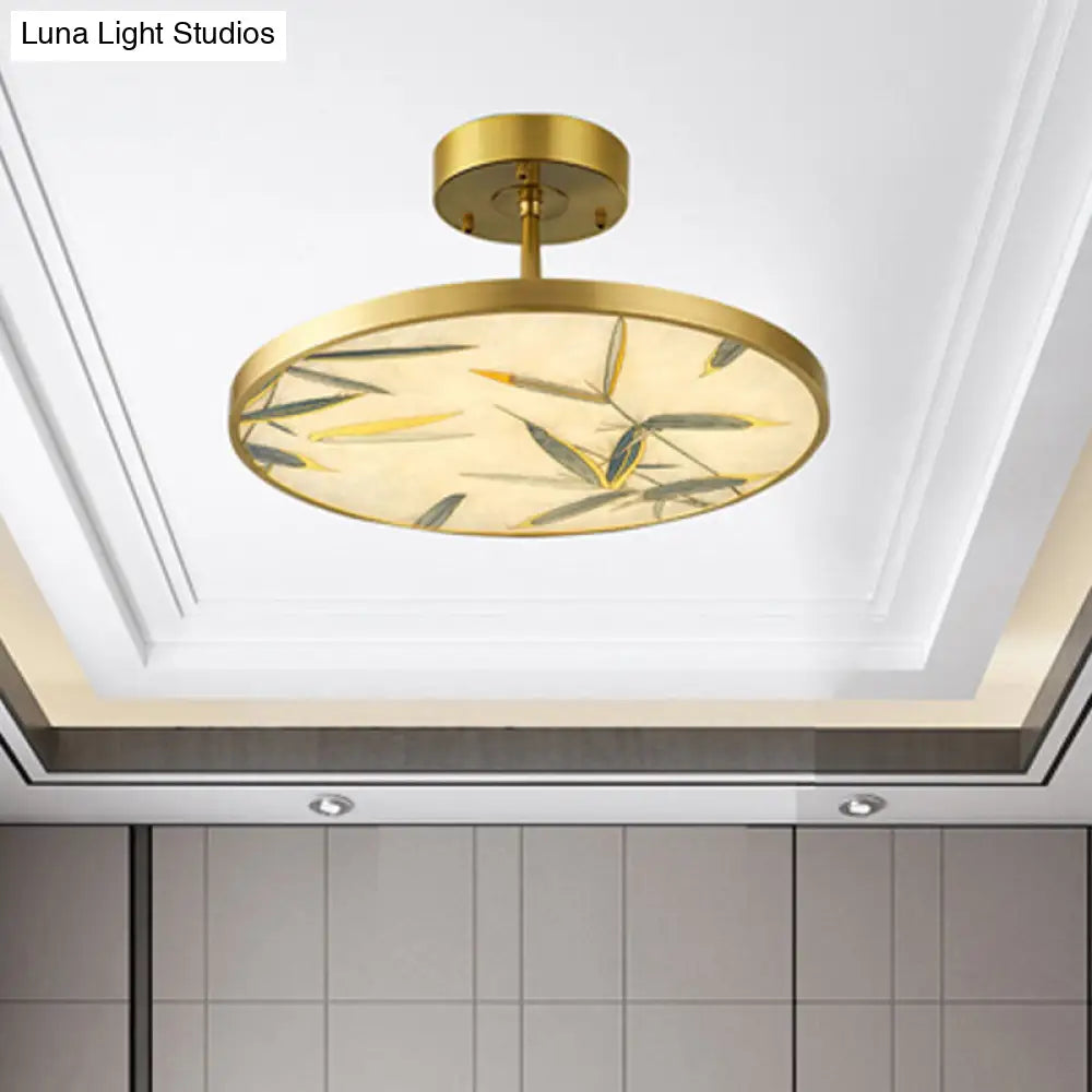 DecorBites™ DecorBites™ Traditional Frosted Glass Semi Flush Mount Light in Gold - 16"/23.5" Width