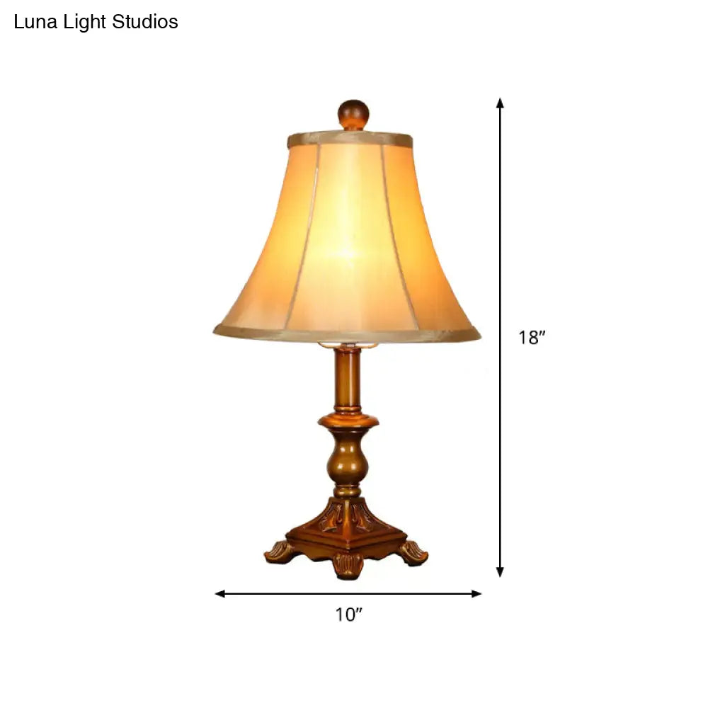 Traditional Khaki Flare Nightstand Lamp - Single-Bulb Table Light