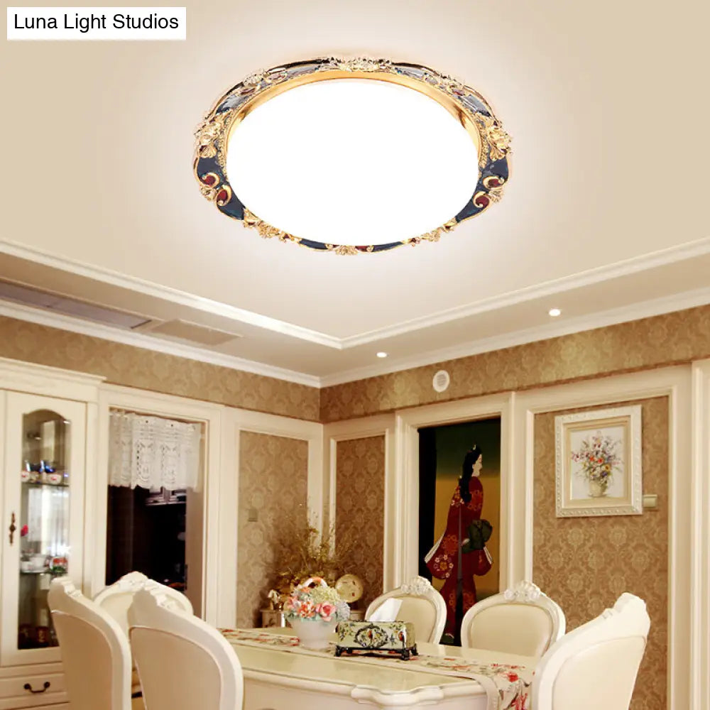 Traditional LED Resin Flush Mount Lamp - Flower Bedroom Lighting (Black/Red/Green)