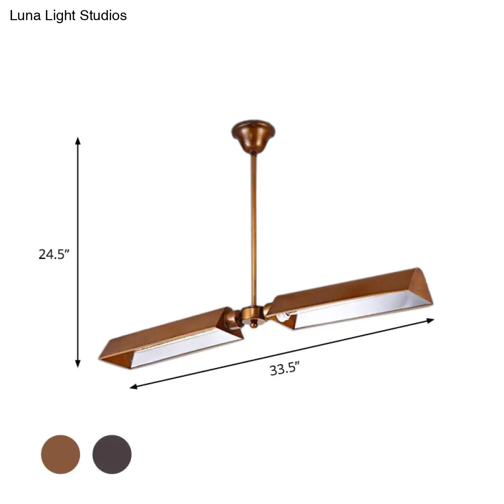 Traditional Metal Triangle Pendant Light with 2 Lights - Grey/Gold - Perfect for Dining Rooms