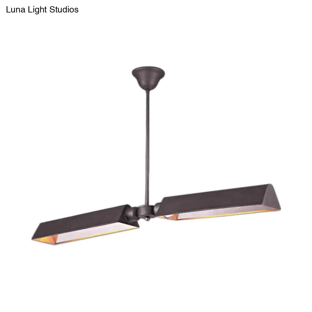 Traditional Metal Triangle Pendant Light with 2 Lights - Grey/Gold - Perfect for Dining Rooms